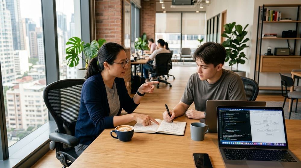 A one-on-one interview practice session